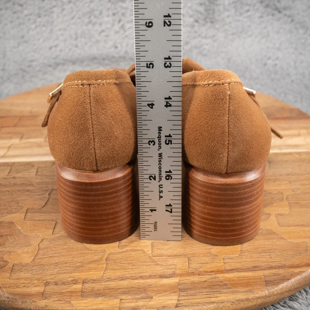 Kelsi Dagger Brooklyn Women Mary Jane Heels US 8.5 Brown Suede T-Strap - Picture 4 of 7